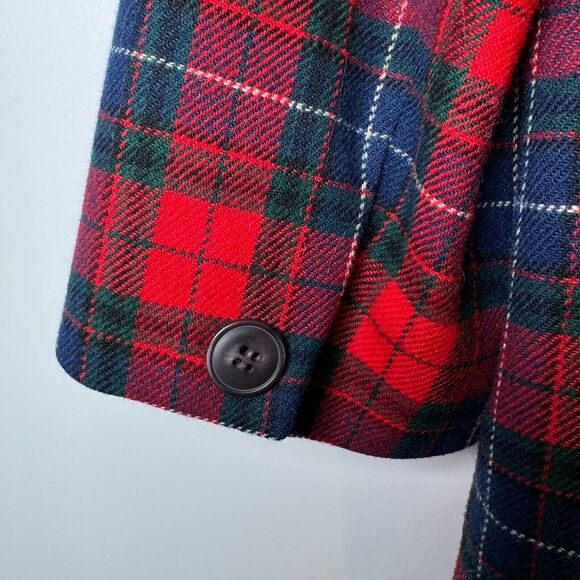 Vintage Pendleton Wool Blazer Womens 16 Red Tartan Plaid USA Made Preppy Holiday - Picture 7 of 16